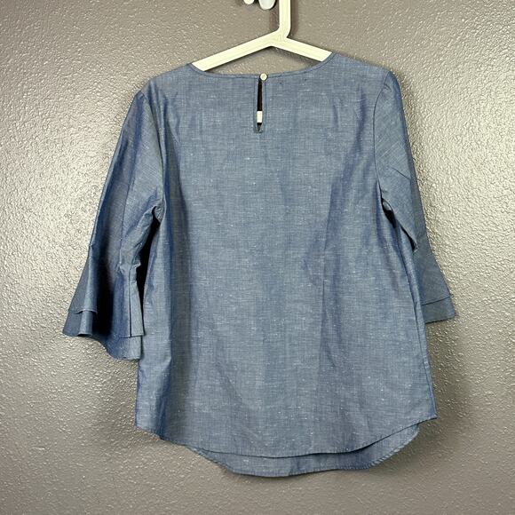 Van Heusen Top Size Small Lace Bell Half Sleeve Blue New - Picture 2 of 5